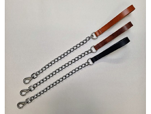 Short Heavy Duty Chain Lead with Leather Stitched Handle